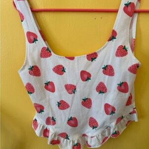 Strawberry Print Sleeveless Top